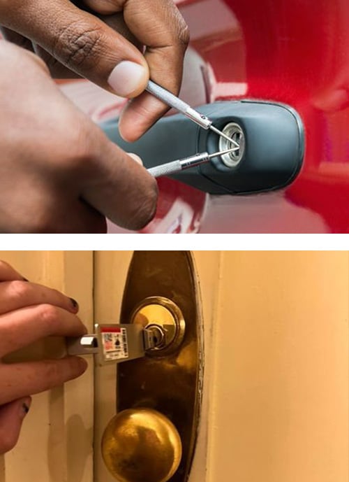 unlocking a car door lock and a residential deadbolt