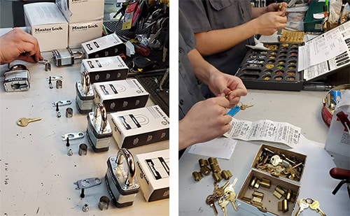 Rekeying multiple padlocks for a local business client.